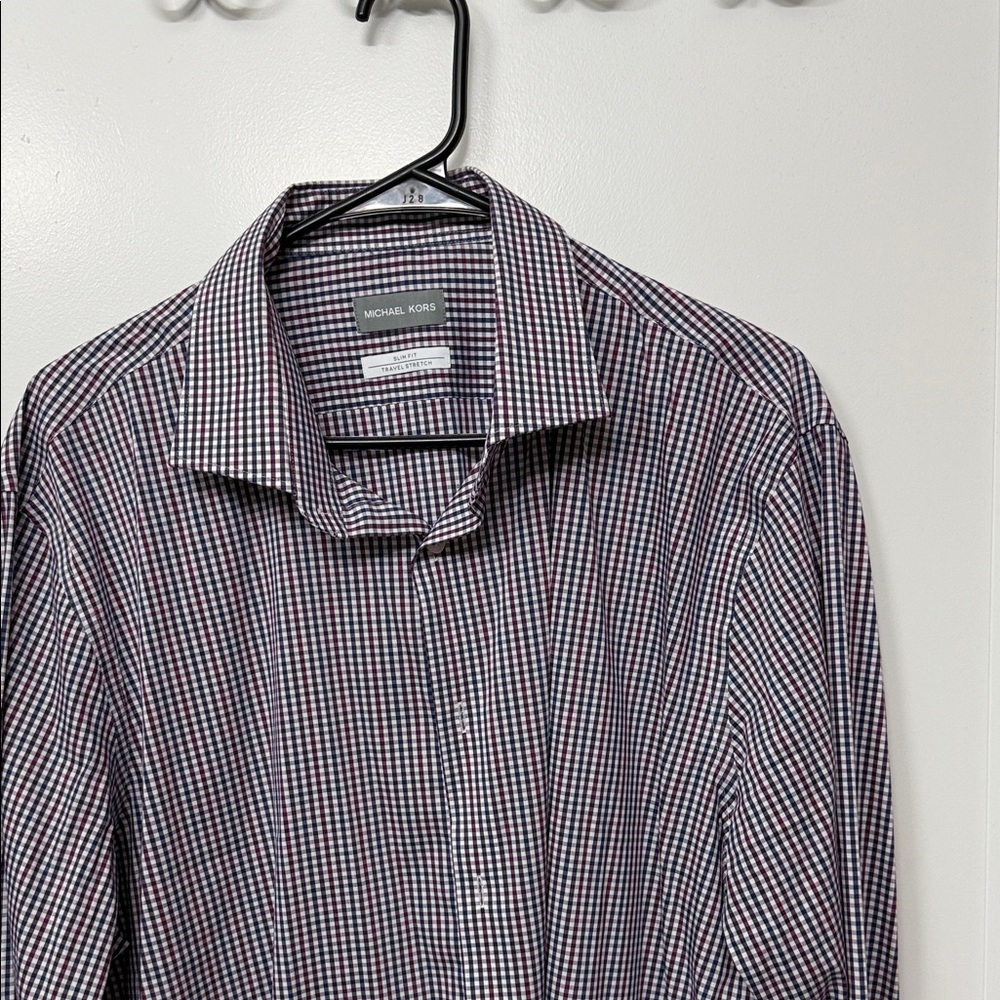 Michael Kors Men's Checkered Shirt -  red White and blue